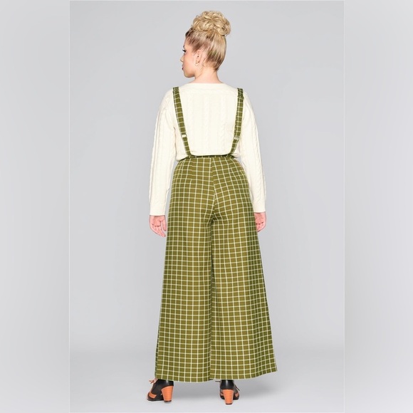 Collectif wide leg pants with removable suspenders, size 12, high waist, retro - Picture 2 of 9